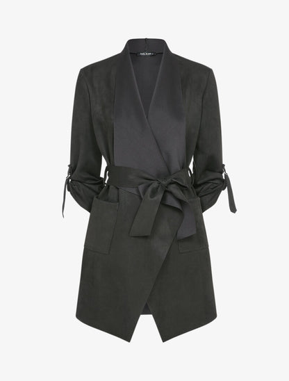 Veste suédée à manches rabattables - Noir - 3