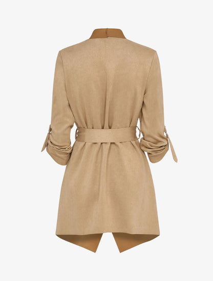 Veste suédée à manches rabattables - Beige - 2