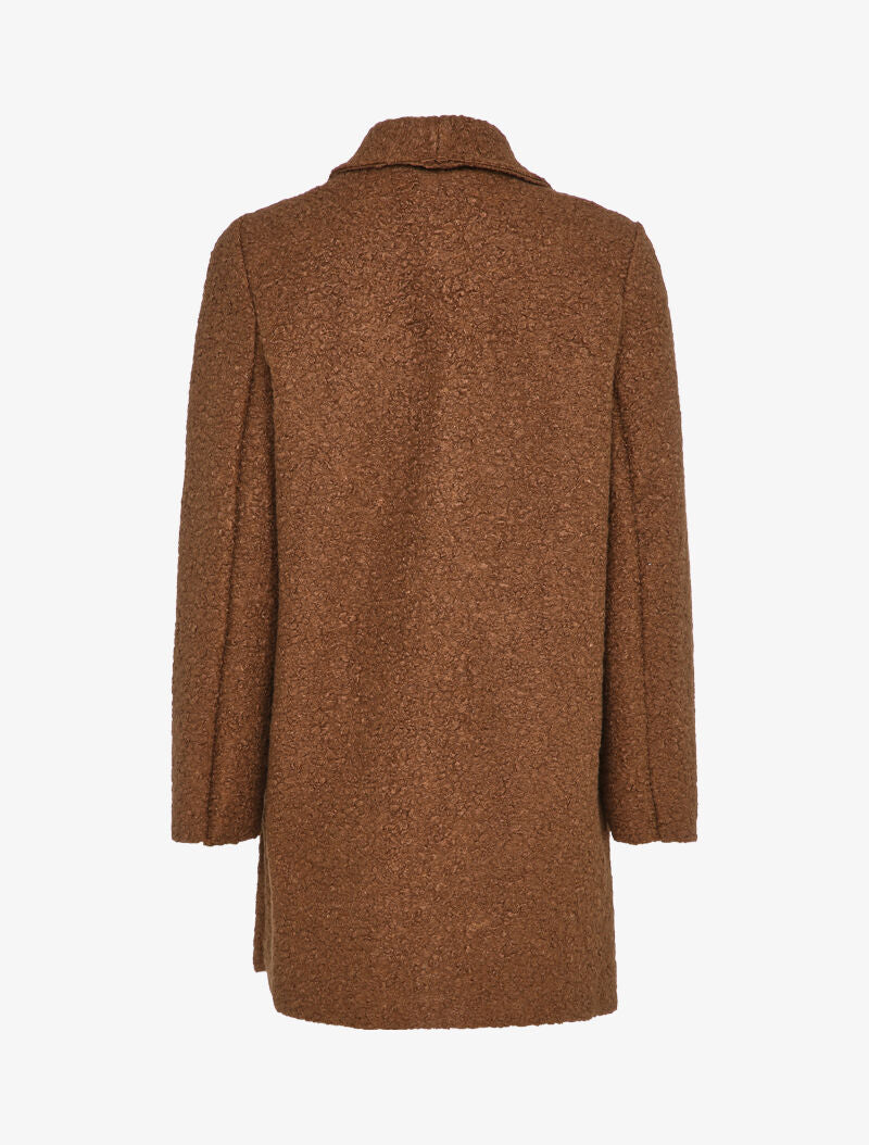 Manteau mi-long effet laine bouclette - Marron - 2