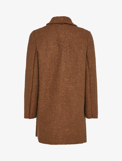 Manteau mi-long effet laine bouclette - Marron - 2
