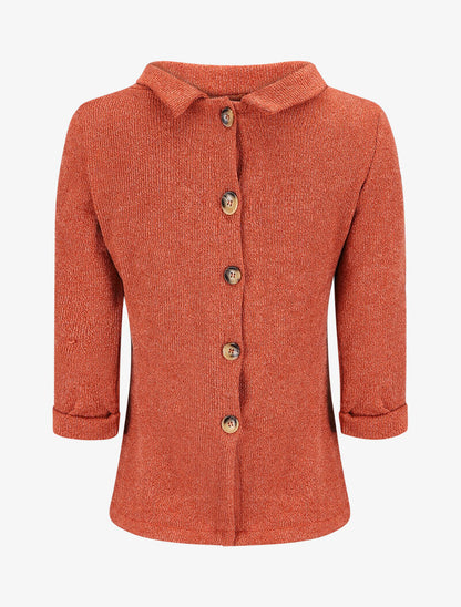 Pull à col montant et dos boutonné - Orange - 2