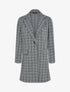 Veste mi-longue à motif carreaux - Noir - 1