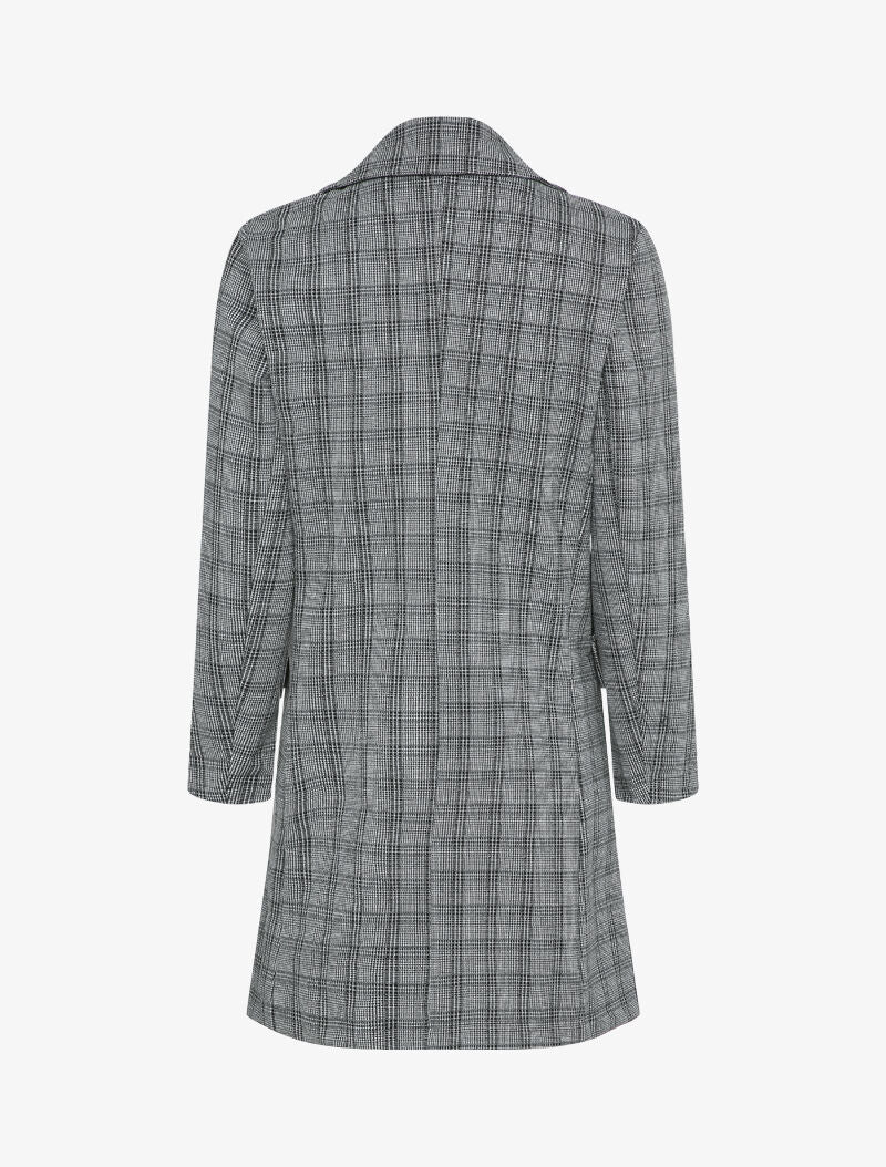 Veste mi-longue à motif carreaux - Noir - 2