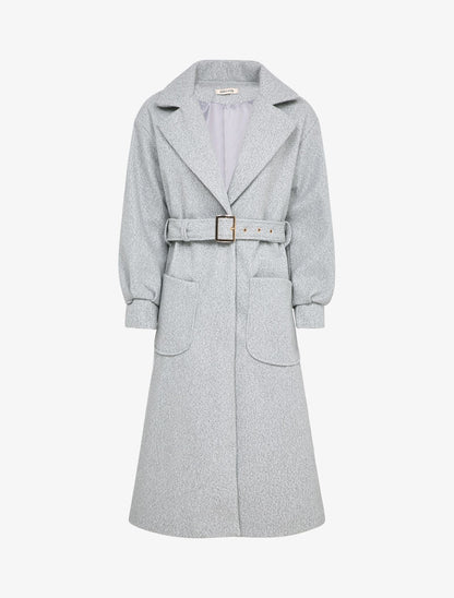 Manteau long à manches ballon - Gris clair - 1