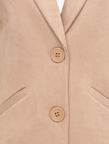 Veste longue en suédine - Beige - 3