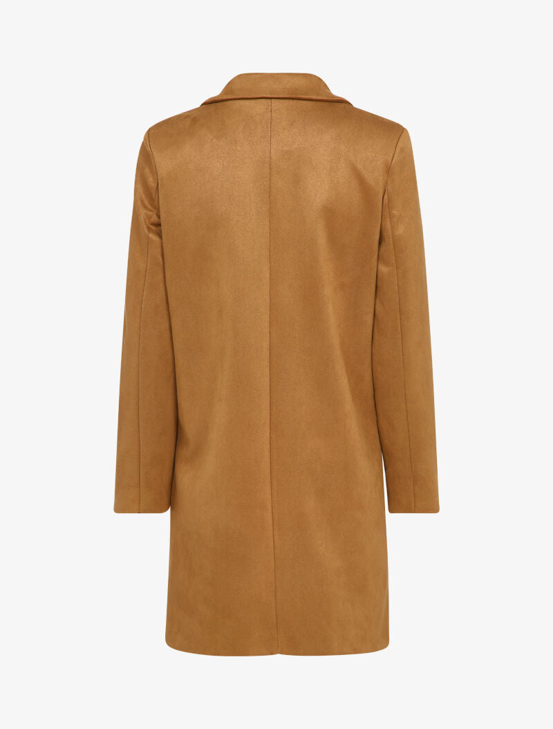 Veste longue en suédine - Camel - 2