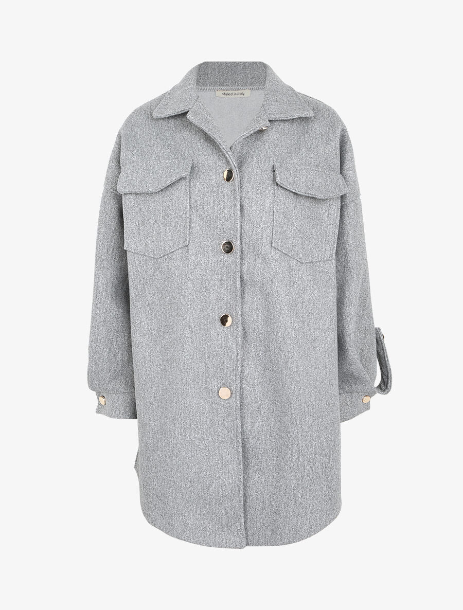 Veste à détails dorés - Gris chiné - 4