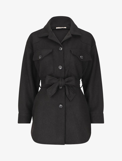 Manteau oversize à poches poitrine - Noir - 4