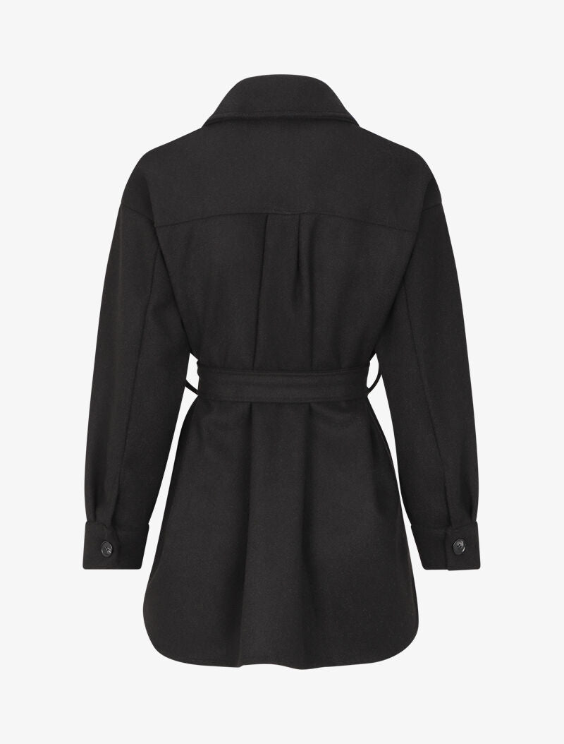 Manteau oversize à poches poitrine - Noir - 2