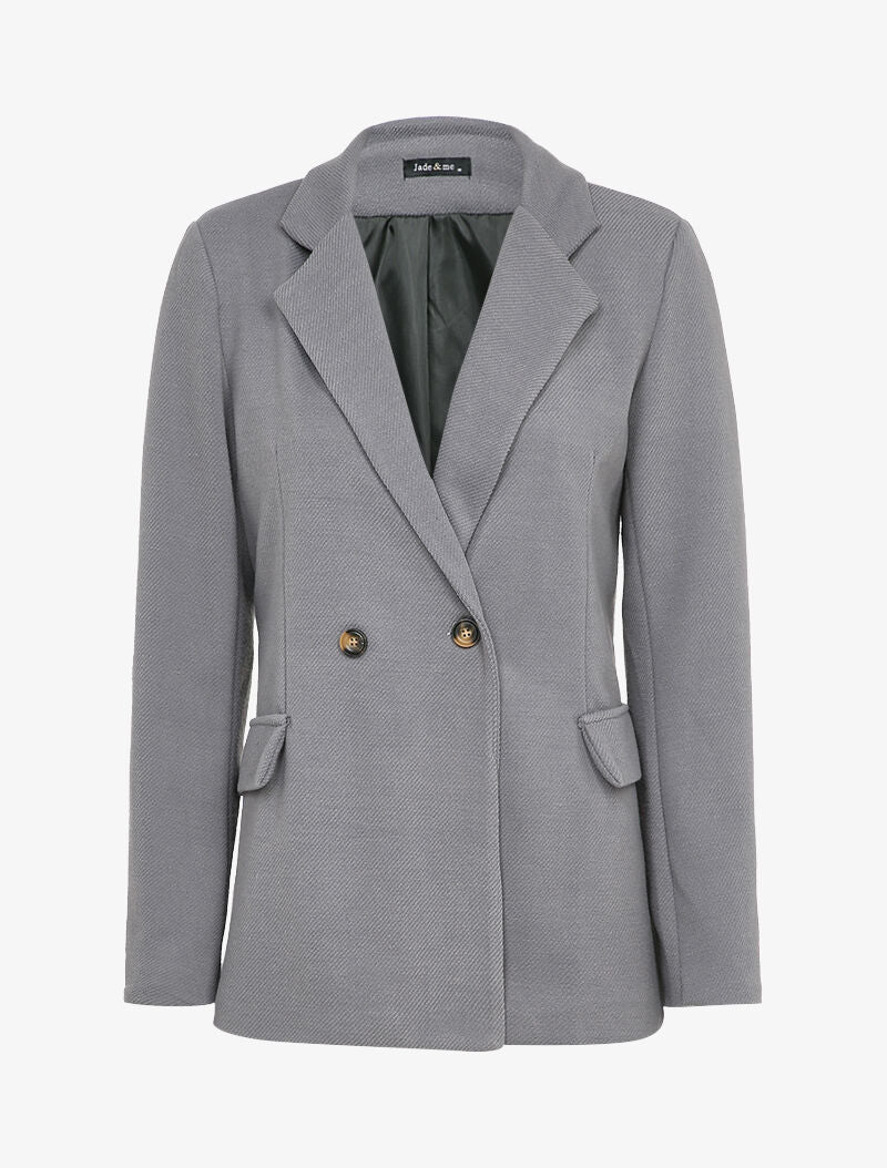 Blazer croisé en feutrine striée - Gris - 1