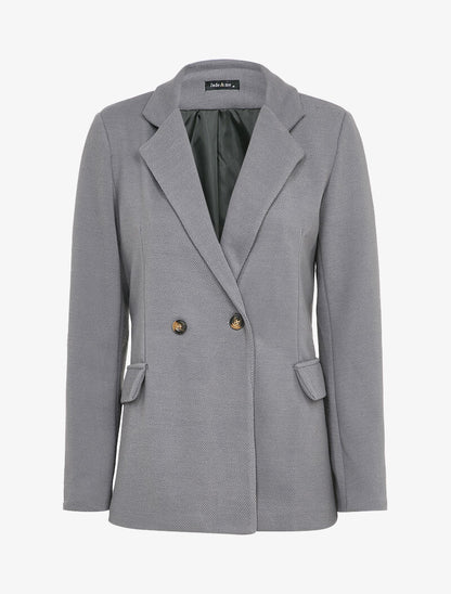 Blazer croisé en feutrine striée - Gris - 1