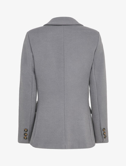 Blazer croisé en feutrine striée - Gris - 2