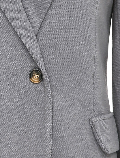 Blazer croisé en feutrine striée - Gris - 3