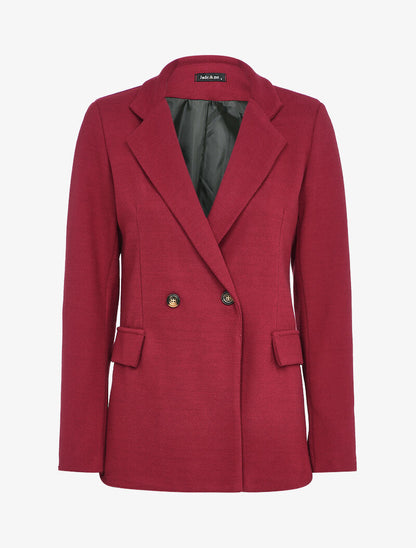 Blazer croisé en feutrine striée - Bordeaux - 1