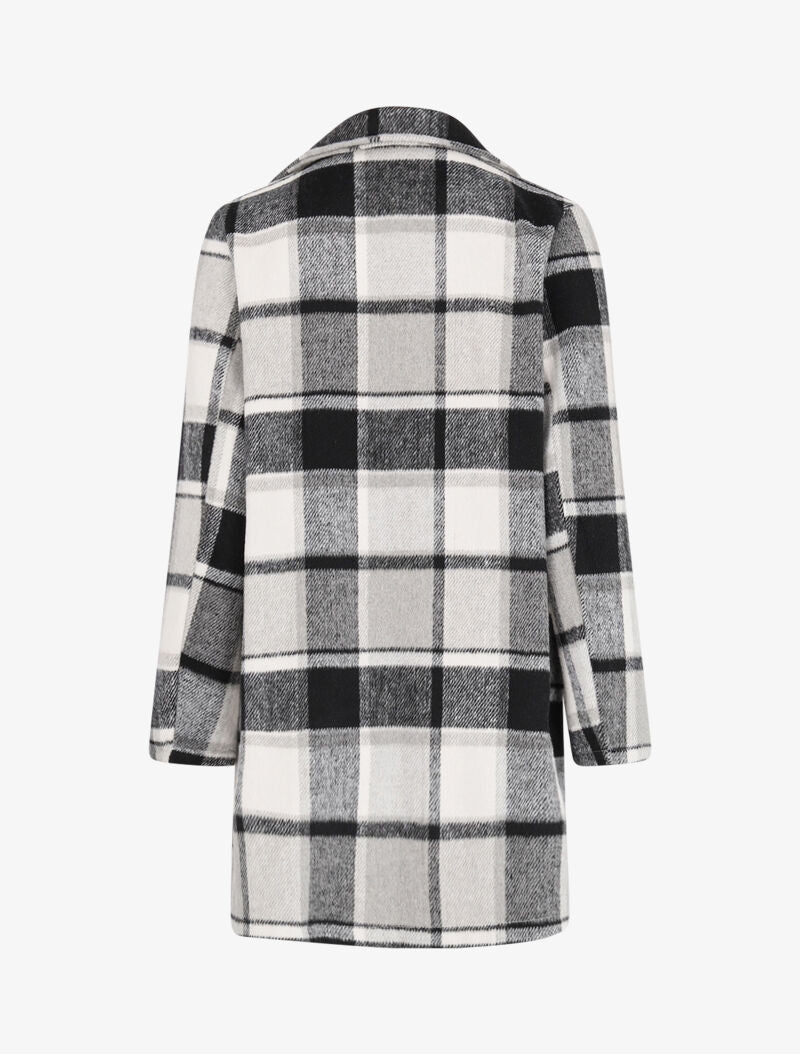 Manteau à carreaux et poches plaquées - Noir - 2