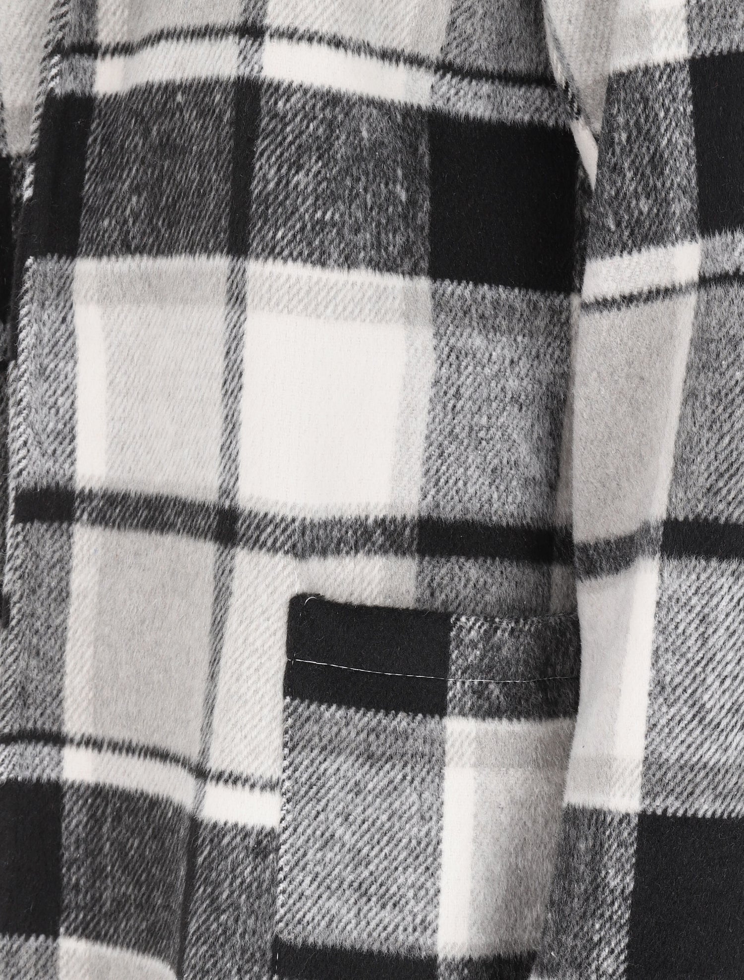 Manteau à carreaux et poches plaquées - Noir - 3