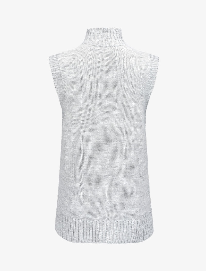 Pull sans manches à col montant - Gris clair - 2