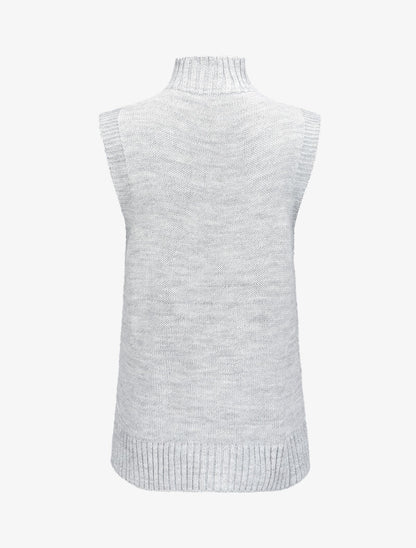 Pull sans manches à col montant - Gris clair - 2