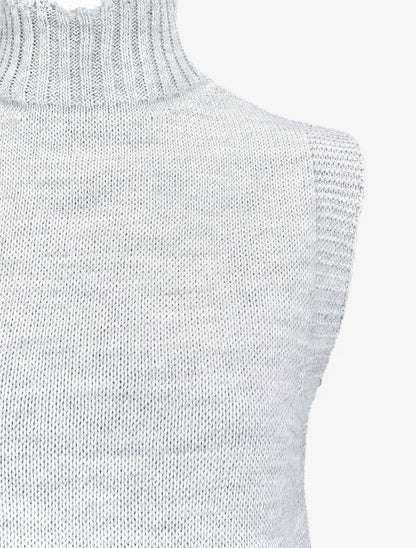 Pull sans manches à col montant - Gris clair - 3