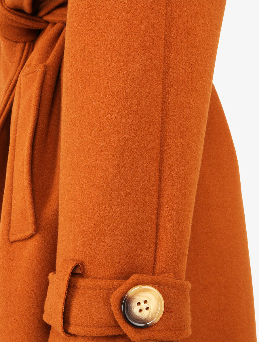 Manteau long à pans croisés et manches raglan - Camel - 3