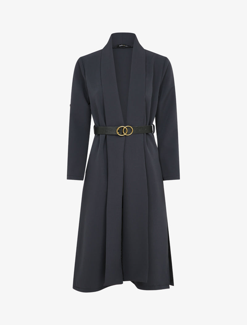 Veste longue à bords fendus - Bleu marine - 1