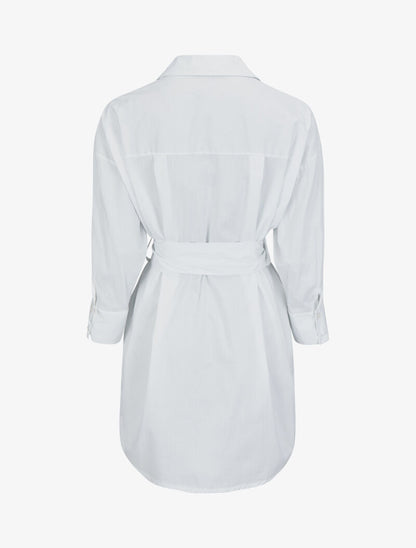 Robe chemise en popeline oversize - Blanc - 2