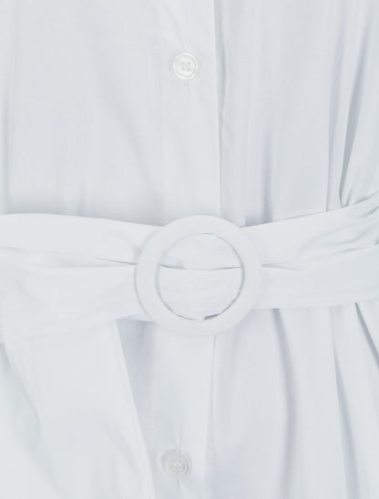 Robe chemise en popeline oversize - Blanc - 3