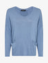 Pull fluide à poches et dos à détail sequins - Bleu ciel - 1