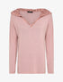 Pull fin à capuche en dentelle - Rose poudré - 1