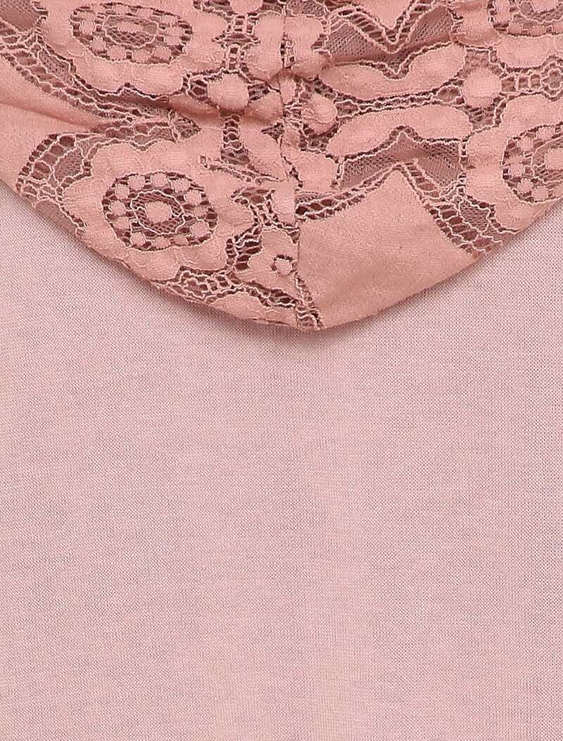 Pull fin à capuche en dentelle - Rose poudré - 3