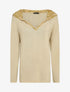 Pull fin à capuche en dentelle - Beige - 1