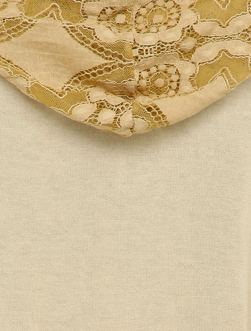 Pull fin à capuche en dentelle - Beige - 3