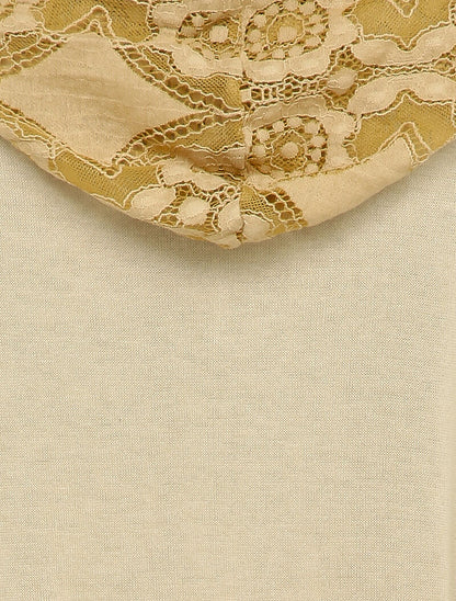 Pull fin à capuche en dentelle - Beige - 3