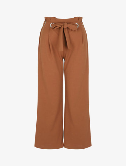 Pantalon fluide à oeillets - Camel - 1