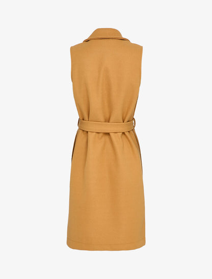 Veste longue sans manches à pans asymétriques - Camel - 2