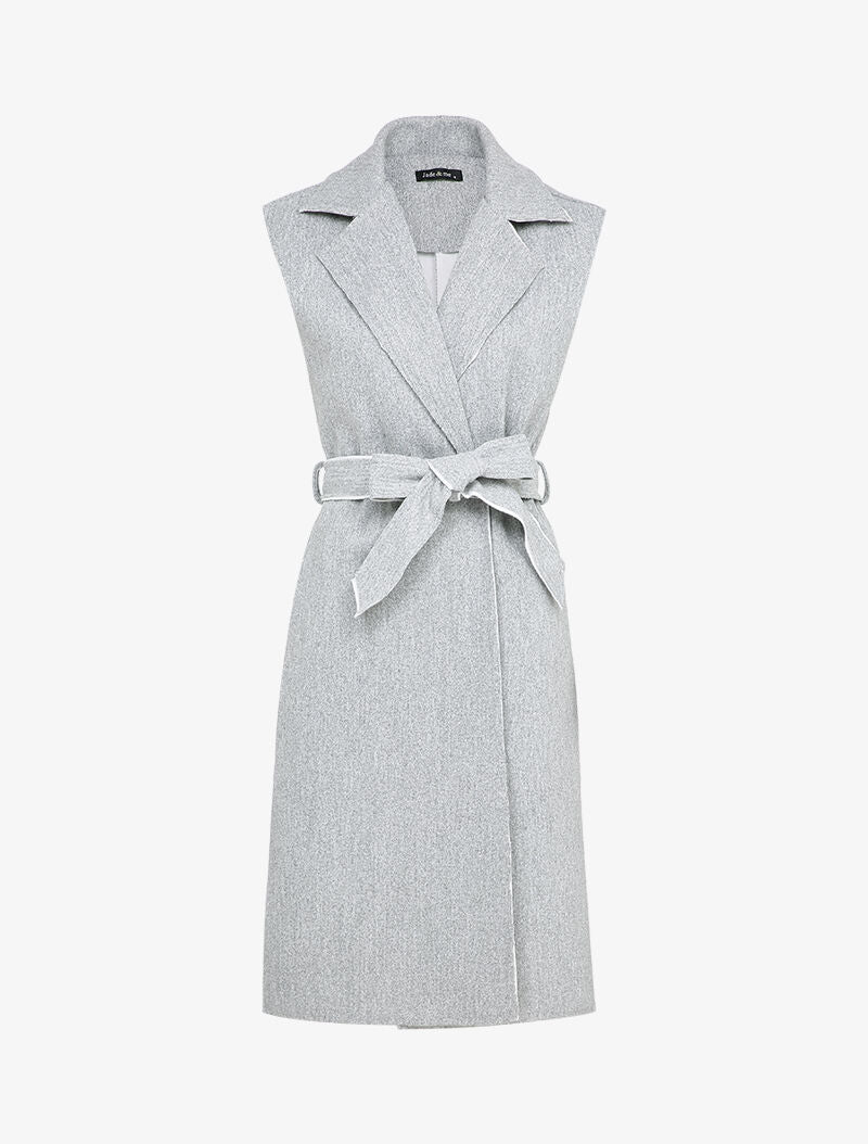 Veste mi-longue sans manches - Gris chiné - 3