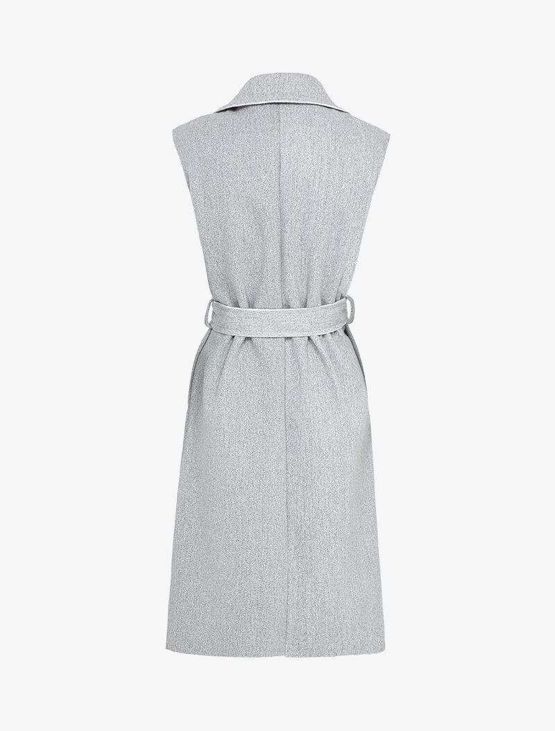 Veste mi-longue sans manches - Gris chiné - 2