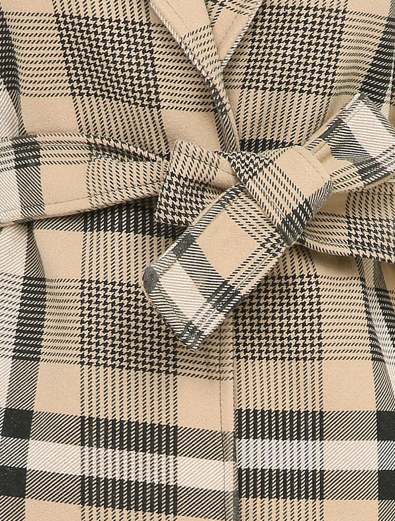 Manteau mi-long à carreaux - Beige - 3