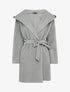 Manteau mi-long à capuche effet laine - Gris clair - 1
