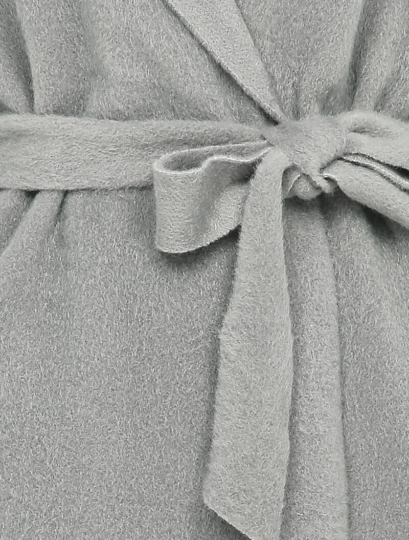 Manteau mi-long à capuche effet laine - Gris clair - 3