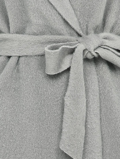 Manteau mi-long à capuche effet laine - Gris clair - 3