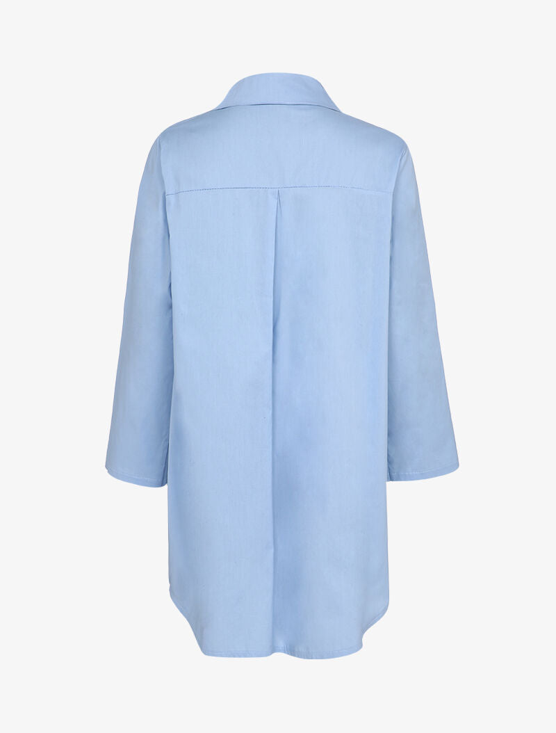 Robe chemise à manches retroussables - Bleu ciel - 2