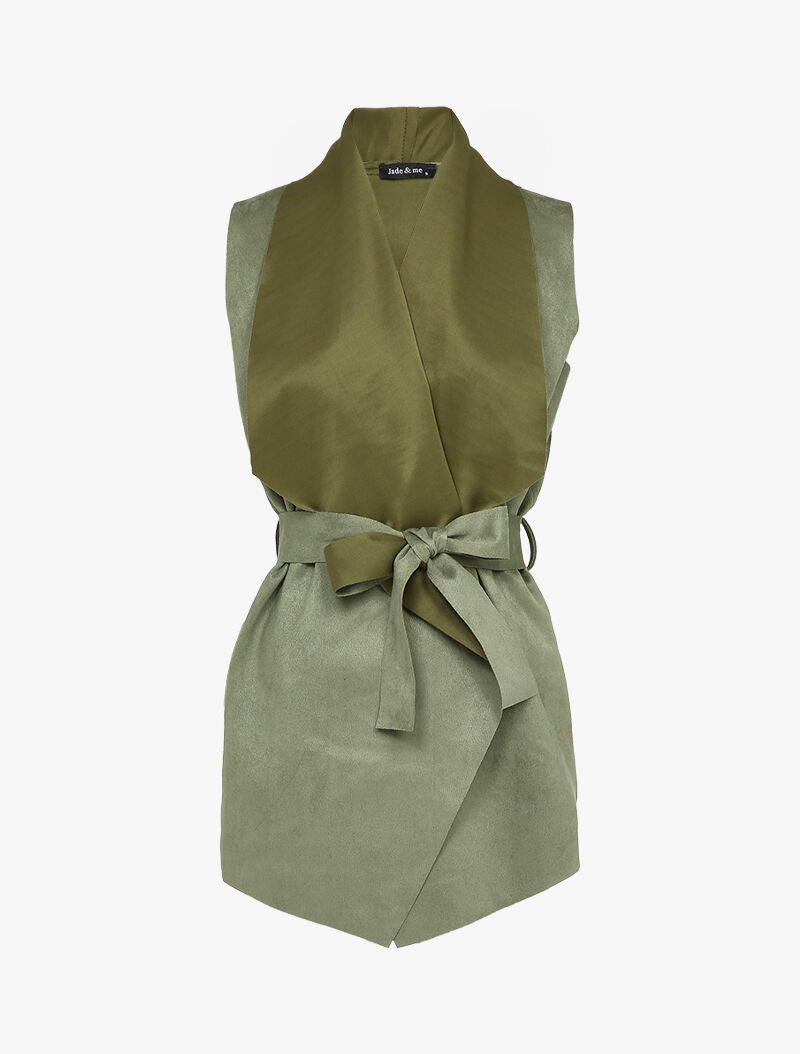 Veste en suédine sans manches - Kaki - 1