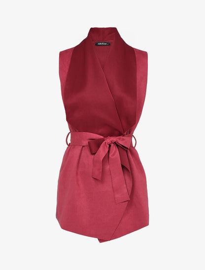 Veste en suédine sans manches - Bordeaux - 4