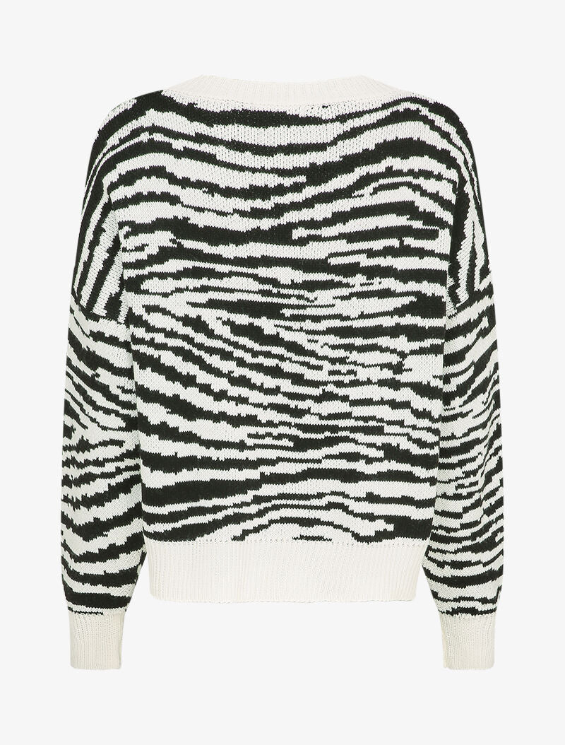 Pull court à imprimé zèbre - Blanc - 3