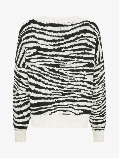 Pull court à imprimé zèbre - Blanc - 3