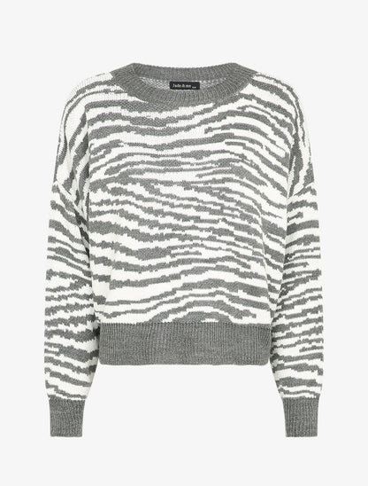 Pull court à imprimé zèbre - Gris - 4