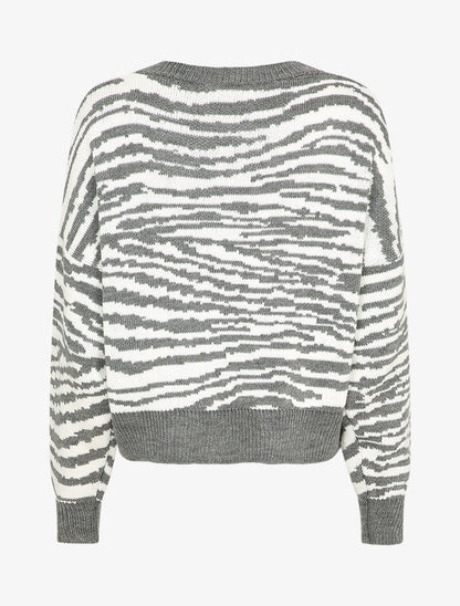 Pull court à imprimé zèbre - Gris - 2