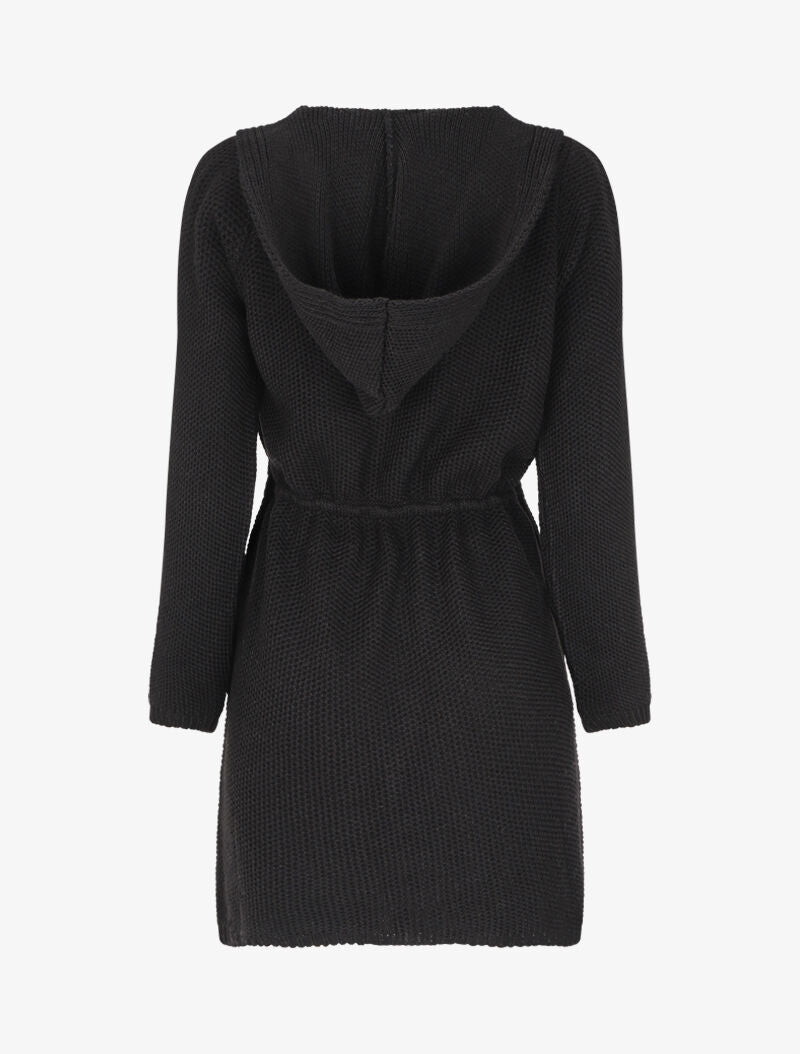 Gilet mi-long à capuche - Noir - 2