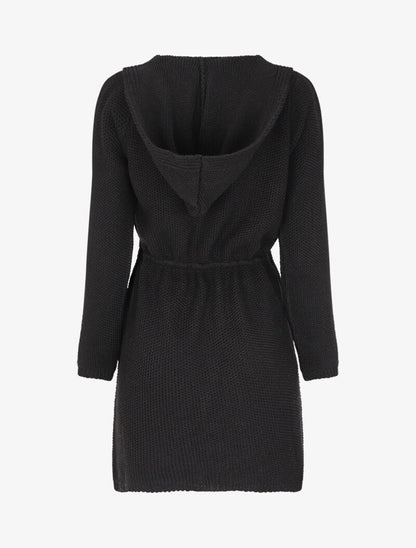 Gilet mi-long à capuche - Noir - 2